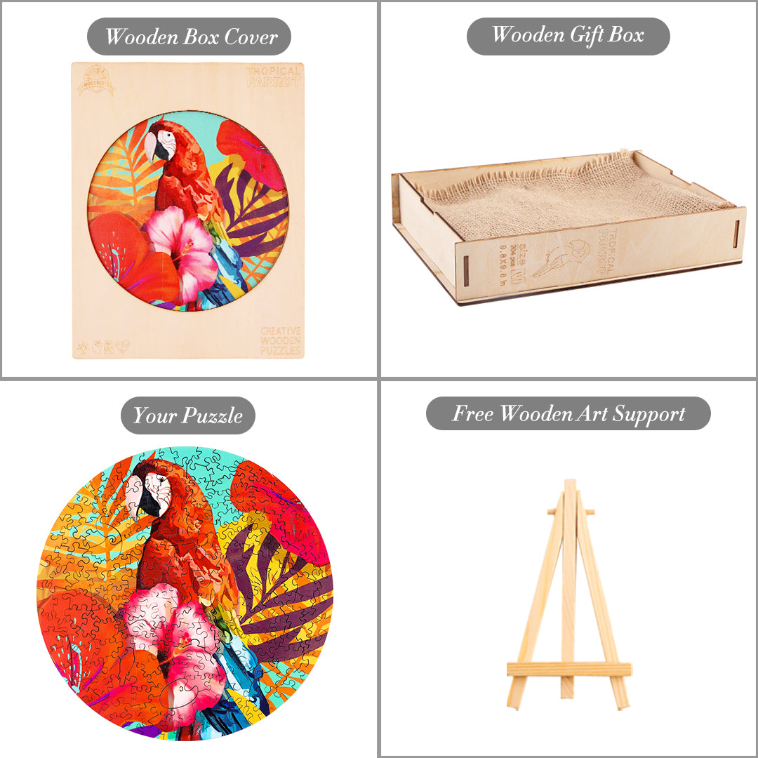 Tropical Parrot Wooden Jigsaw Puzzle