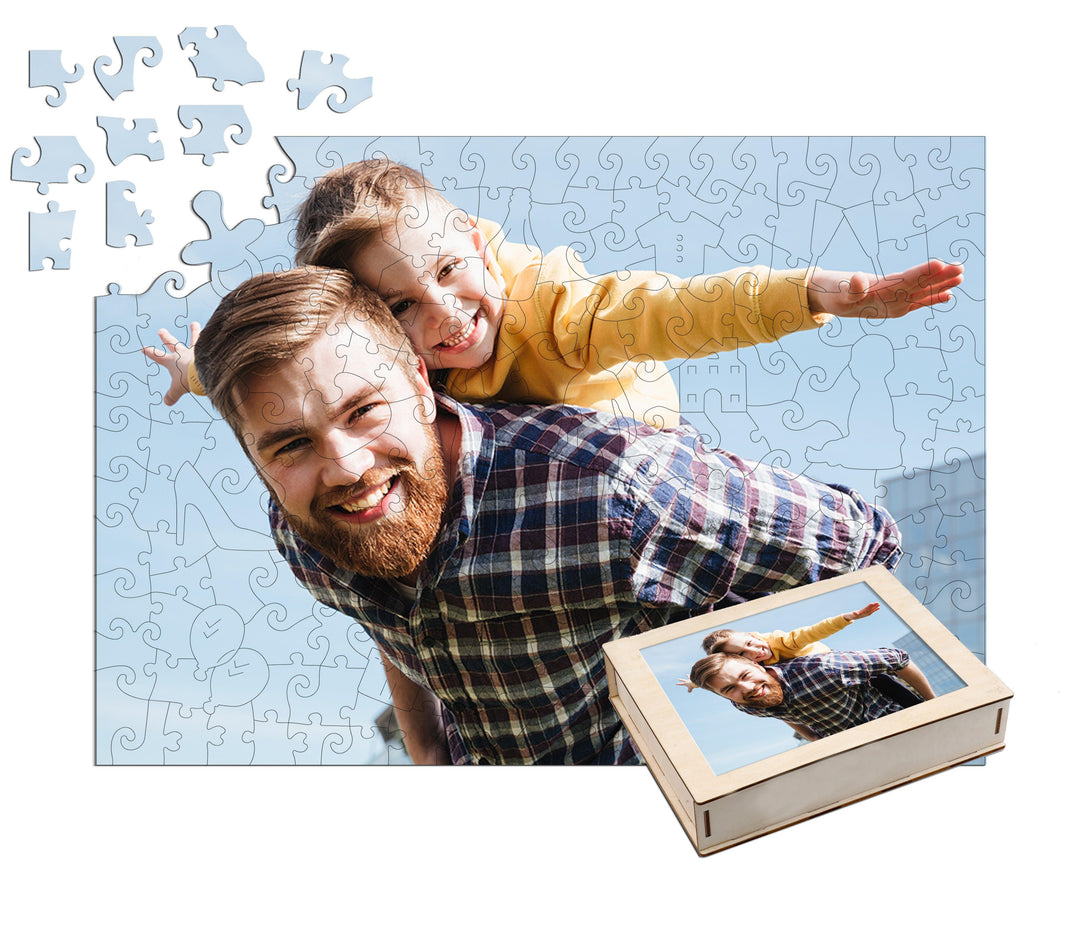 Father's Memory Parent-child Personalized Photo Puzzles - Woodbests